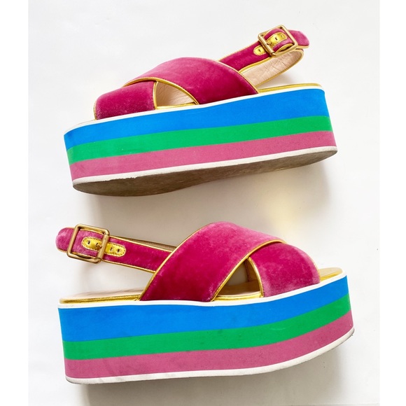 Gucci | Velvet Crossover platform sandal - Picture 4 of 8